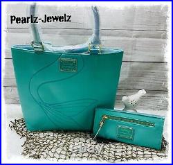 Loungefly Princess Little Mermaid Ariel Green Aqua Handbag Purse Tote & Wallet