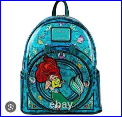 Loungefly Princess Stained Glass Collection Little Mermaid Ariel Mini-Backpack Loungefly Princess Stained Glass Collection Little Mermaid Ariel Mini-Backpack