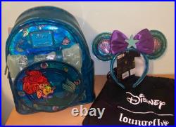 Loungefly Stained Glass DISNEY LITTLE MERMAID Ariel Backpack and Ears IN HAND