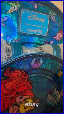 Loungefly Stained Glass DISNEY LITTLE MERMAID Ariel Backpack and Ears IN HAND