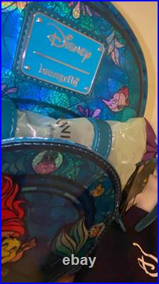 Loungefly Stained Glass DISNEY LITTLE MERMAID Ariel Backpack and Ears IN HAND