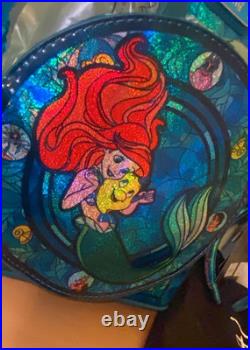 Loungefly Stained Glass DISNEY LITTLE MERMAID Ariel Backpack and Ears IN HAND