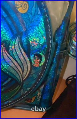 Loungefly Stained Glass DISNEY LITTLE MERMAID Ariel Backpack and Ears IN HAND