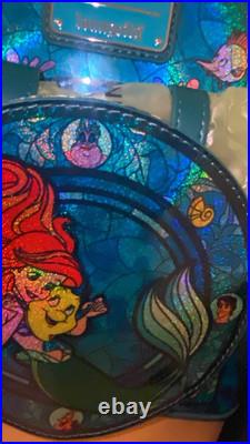 Loungefly Stained Glass DISNEY LITTLE MERMAID Ariel Backpack and Ears IN HAND