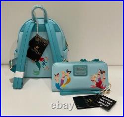 NEW! Loungefly The Little Mermaid Ariel Lenticular Mini Backpack & Wallet Set