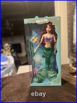 NIB Disney Store Ariel The Little Mermaid 17 Singing Princess Doll Flounder