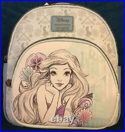 NWT Loungefly Disney Little Mermaid Ariel Princess Blue Sketch Mini Backpack