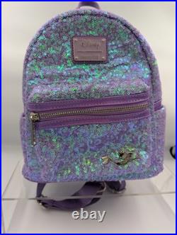 RARE Disney Loungefly Ariel Sequin Purple The Little Mermaid 30th Mini Backpack