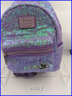 RARE Disney Loungefly Ariel Sequin Purple The Little Mermaid 30th Mini Backpack