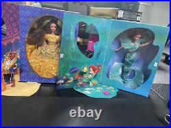 SET OF THREE Disney Collector Dolls Belle, Mulan & Ariel