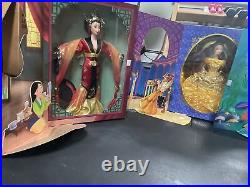 SET OF THREE Disney Collector Dolls Belle, Mulan & Ariel