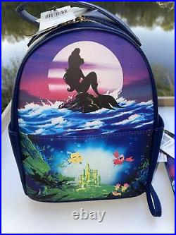 Set Disney Loungefly Little Mermaid ARIEL Silhouette Mini Backpack + Tech Wallet