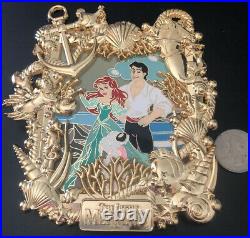 The Little Mermaid Ariel Gold Frame Jumbo Fantasy Pin LE 45 Eric Max Flounder