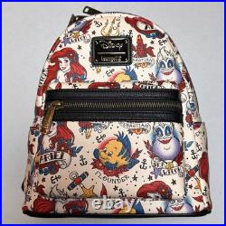 The Little Mermaid Ariel Tattoo Print faux Leather Mini Backpack Loungefly