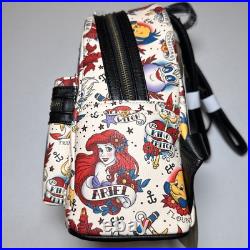 The Little Mermaid Ariel Tattoo Print faux Leather Mini Backpack Loungefly