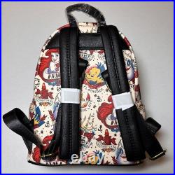 The Little Mermaid Ariel Tattoo Print faux Leather Mini Backpack Loungefly
