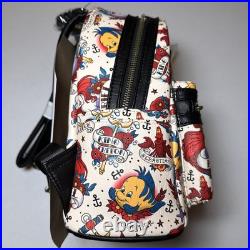 The Little Mermaid Ariel Tattoo Print faux Leather Mini Backpack Loungefly