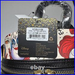 The Little Mermaid Ariel Tattoo Print faux Leather Mini Backpack Loungefly