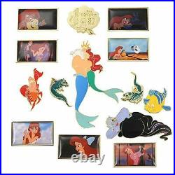 The Little Mermaid Pin Box Ariel Set 30th Anniversary Disney Store 14 Pins new