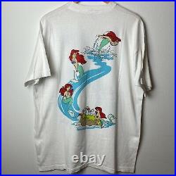 Vintage 1989 Disney The Little Mermaid Ariel All Over Print Movie T-Shirt XL 90s
