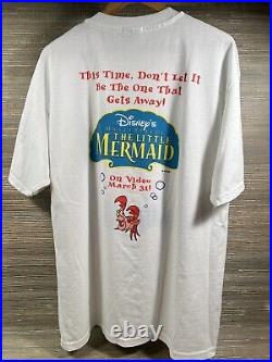Vintage 90's Disney The Little Mermaid Albertsons VHS Movie Promo Large T-Shirt