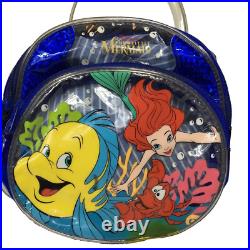 Vintage Disney The Little Mermaid Mini Backpack Dark Blue Clear 90s Clutch Purse Vintage Disney The Little Mermaid Mini Backpack Dark Blue Clear 90s Clutch Purse