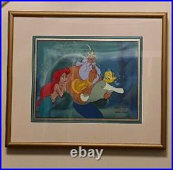 Walt Disney Little Mermaid TV Production cel /Original drawing/COA Ariel Framed